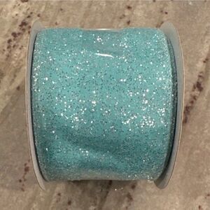 Blue Glitter Wire-Edged Ribbon Spool 2 1/2" x 20 ft Polyester